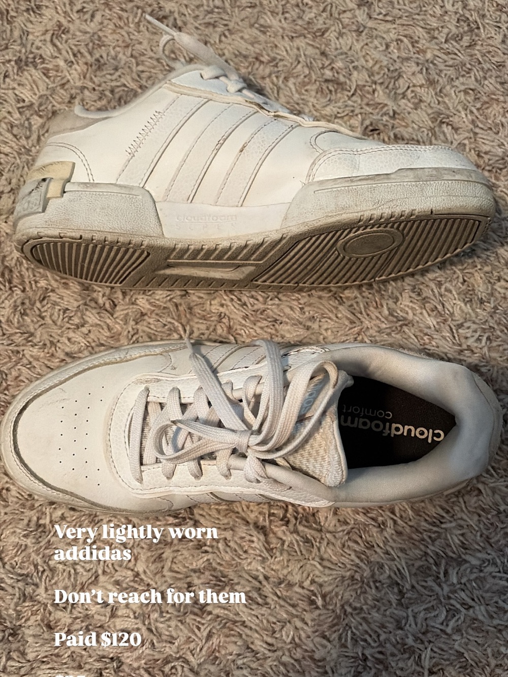 adidas Men’s White Low-Top Cloudfoam Sneakers